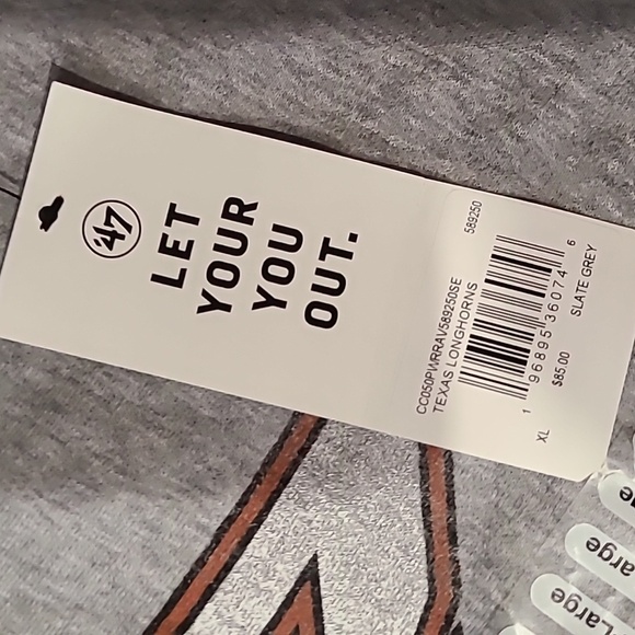 47 Brand Texas Longhorns Gray Cropped Hoodie Size XL - Picture 6 of 6